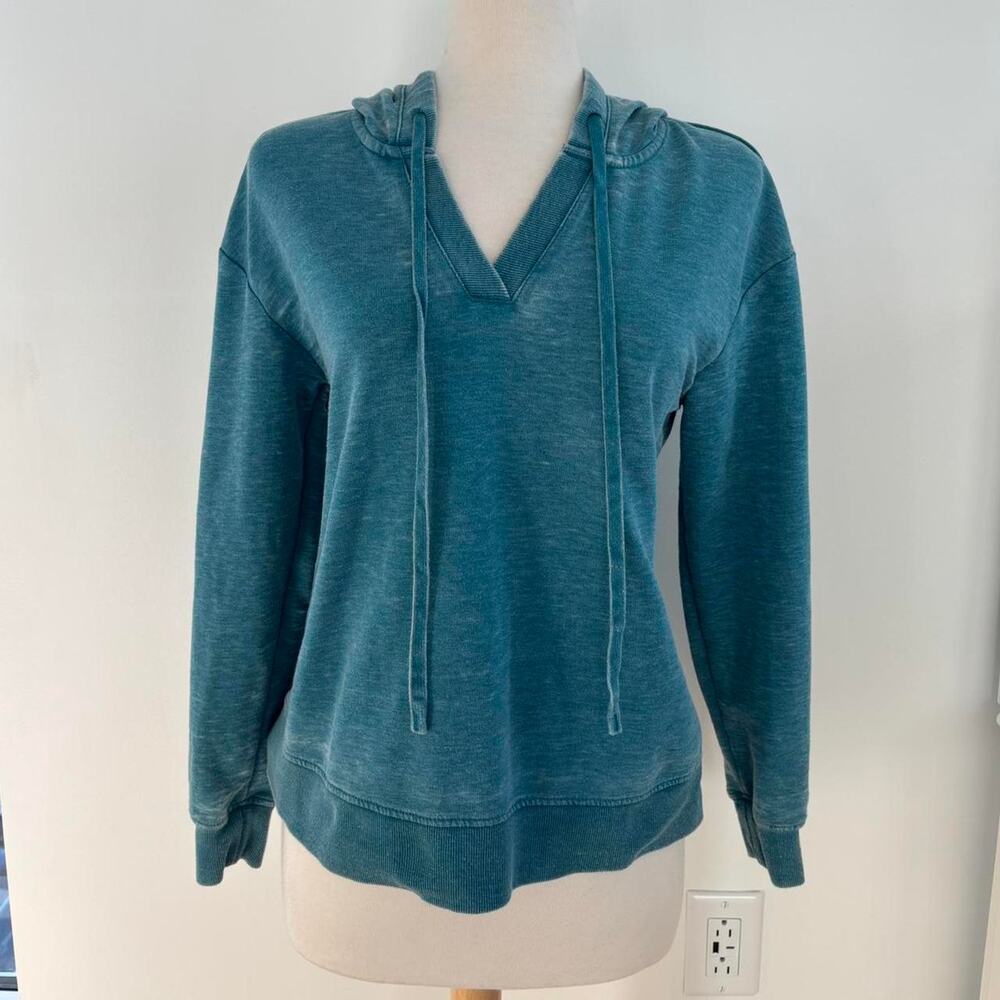 Jane and Delancey Teal Blue Hooded Drawstring Casual Comfortable Sweatshirt Sz S
